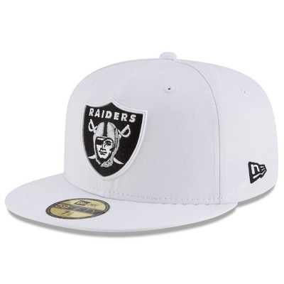 Men's Oakland Raiders New Era White Team Logo Omaha 59FIFTY Fitted Hat 2838887